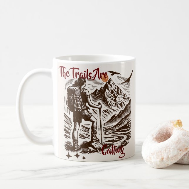 Caneca De Café Os Trilhos Estão Chamando (Com Donut)