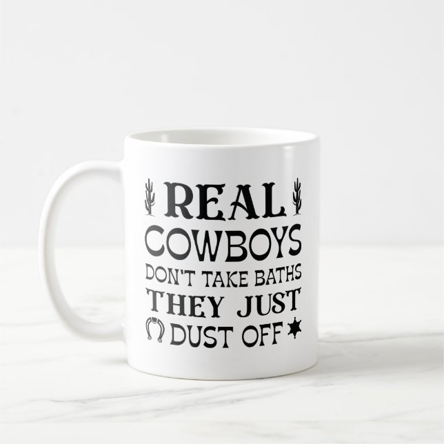 Caneca De Café Os verdadeiros cowboys não tomam as banheiras, ele (Esquerda)