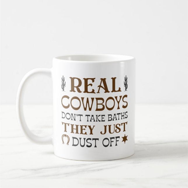 Caneca De Café Os verdadeiros cowboys não tomam as banheiras, ele (Esquerda)