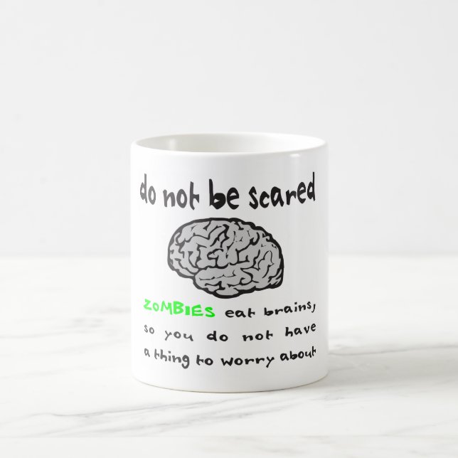 CANECA DE CAFÉ OS ZOMBIS COMEM T-SHIRT E PRESENTES DOS CÉREBROS (Centro)