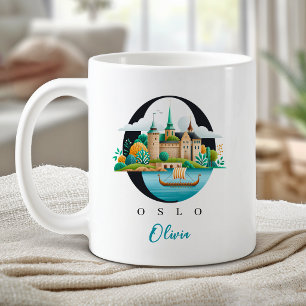 Caneca De Café Oslo Noruega Monograma Letra O Presente Personaliz