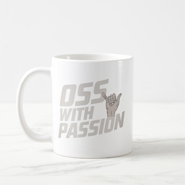 Caneca De Café Oss Com Paixão Jiu Jitsu Artes Marciais (Esquerda)