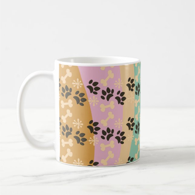 Caneca De Café Osso de Pata de Animal com Padrão de Floco de Neve (Esquerda)