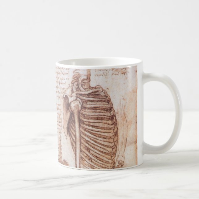 Caneca De Café Ossos do Esqueleto da Anatomia Humana de Leonardo  (Direita)