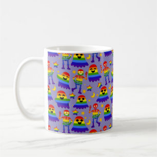 Caneca De Café 🦇🌈 Ossos e Estrelas Arco-íris