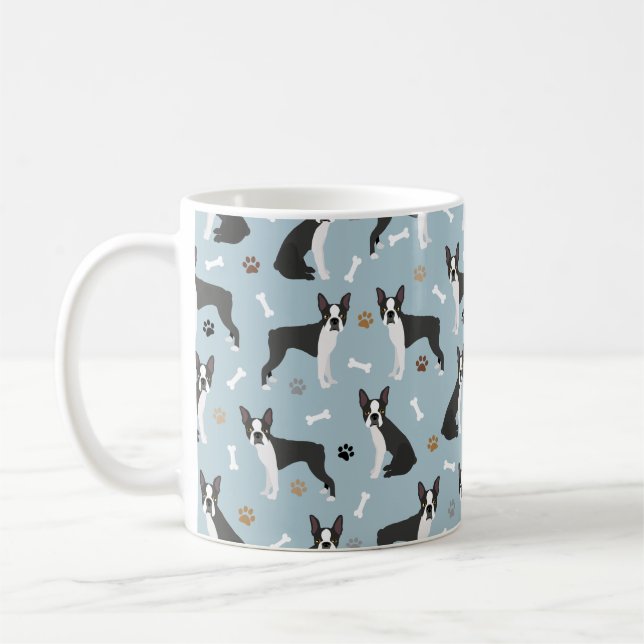 Caneca De Café Ossos e patas de Boston Terrier (Esquerda)