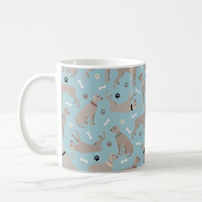 Caneca De Café Ossos e patas do Weimaraner Azul (Esquerda)