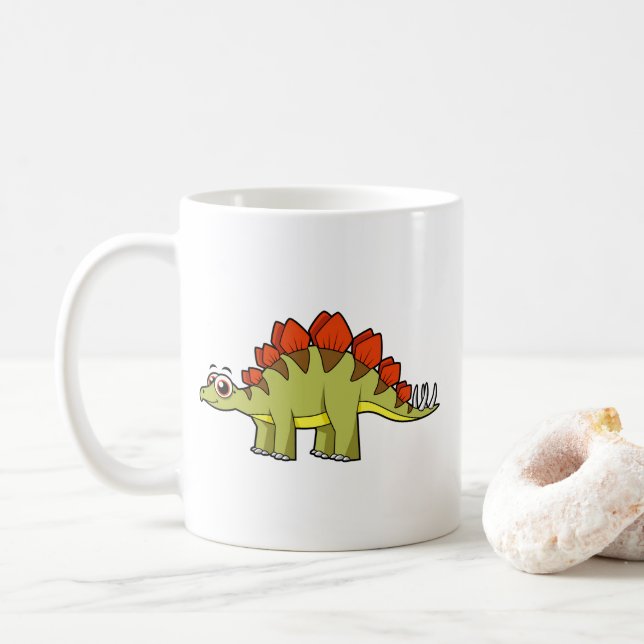 Caneca De Café Ótima Ilustração De Um Dinossauro De Estegossauro. (Com Donut)