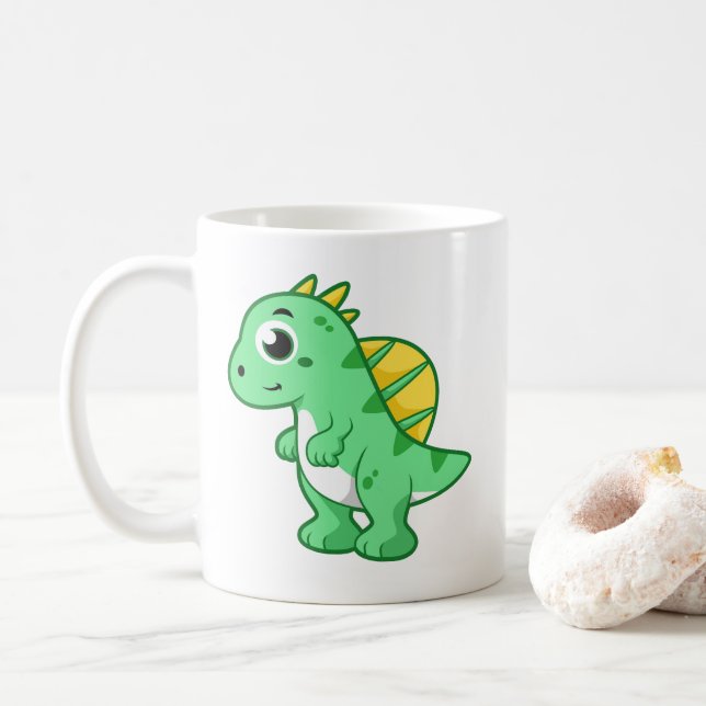 Caneca De Café Ótima Ilustração De Um Espinossauro. (Com Donut)
