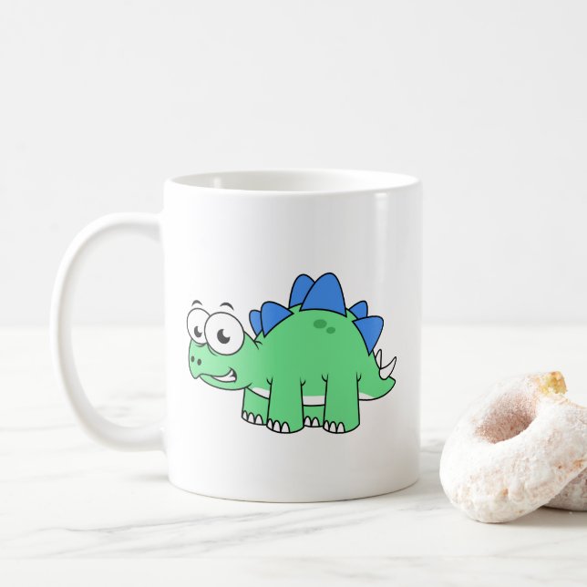 Caneca De Café Ótima Ilustração De Um Estegossauro. 2 (Com Donut)