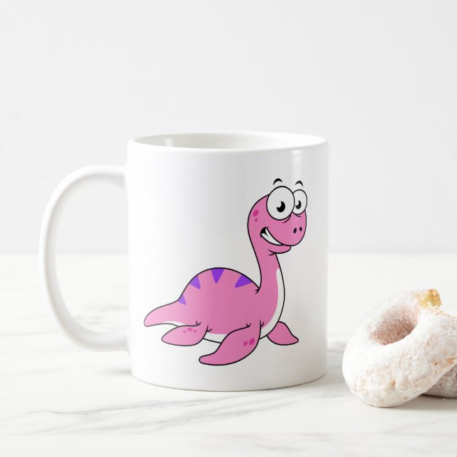 Caneca De Café Ótima Ilustração Do Monstro Do Ness Loch. (Com Donut)