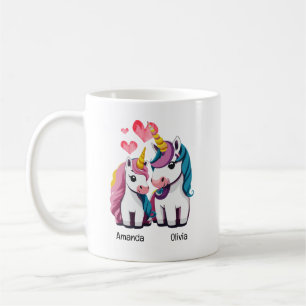 Caneca De Café Ótimas Coloridas Unicórnios Mãe e Filha