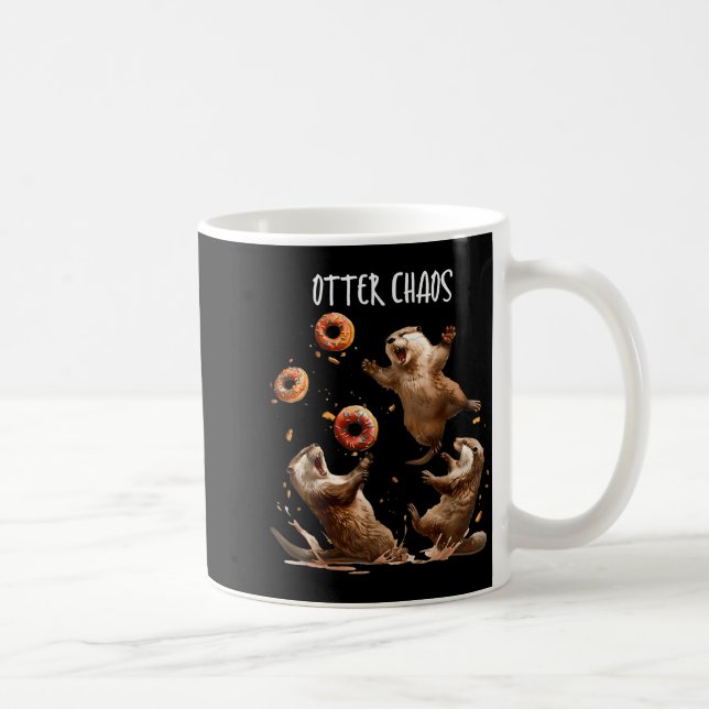Caneca De Café Otter Chaos Funny Bagel Fighting Sea Otters Pun An (Direita)