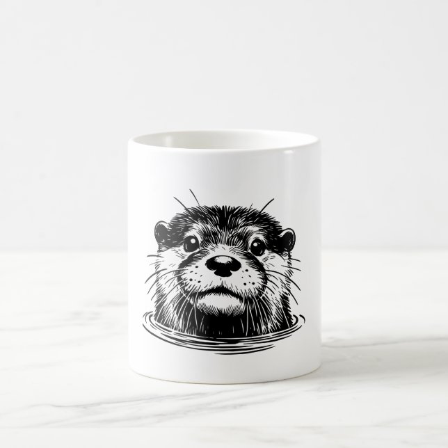 Caneca De Café Otter In Water Illustration (Centro)
