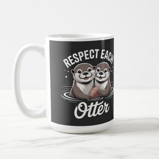 Caneca De Café Otter Respect Each Other Funny (Esquerda)
