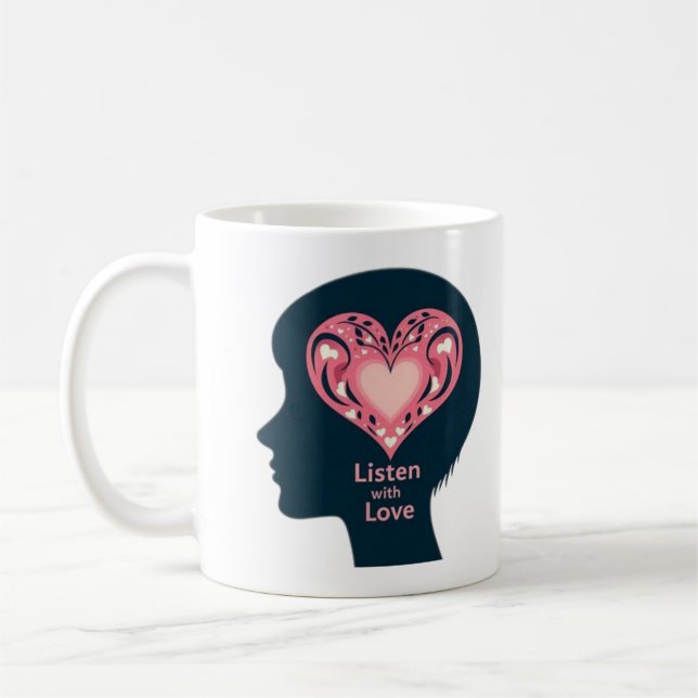 Caneca De Café Ouça com fotos de amor (Esquerda)