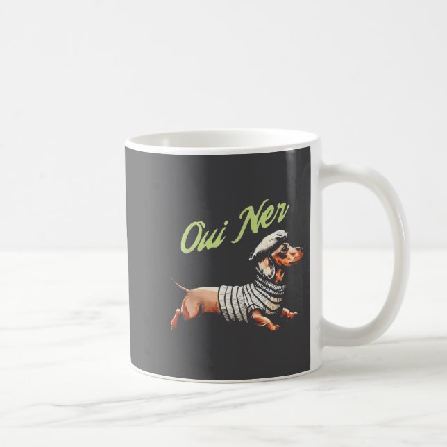 Caneca De Café Oui Ner Funny Dachshund Wiener Dog French Humor  (Direita)