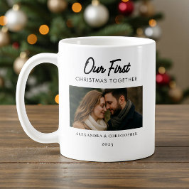 Caneca De Café Our First Christmas Together Photo Minimal Modern