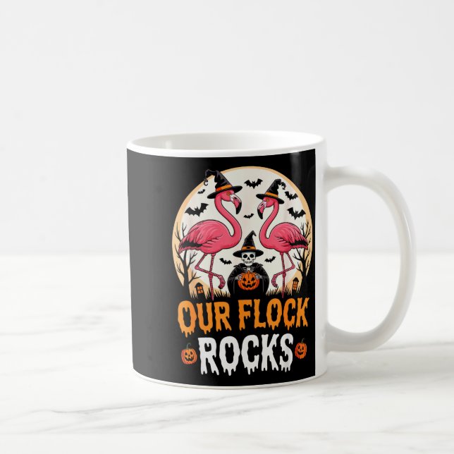 Caneca De Café Our Flock Rocks Flamingo Halloween Costume Matchin (Direita)