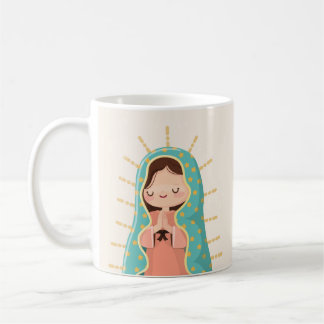 Caneca De Café Our Lady of Guadalupe kawaii style with prayer