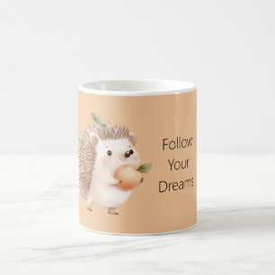Caneca De Café Ouriço de Pêssego Folhas Verdes Sonhos