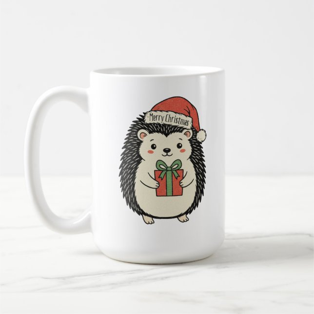 Caneca De Café Ouriço Fofo Feliz Natal (Esquerda)