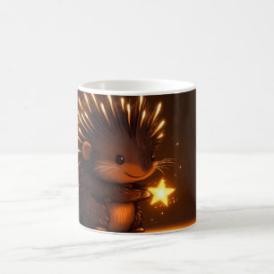 Caneca De Café ouriço fofo segurando uma estrela brilhante