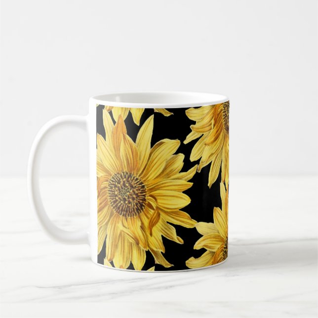 Caneca De Café Ouro Amarelo-girassol Cheio Cerâmica (Esquerda)