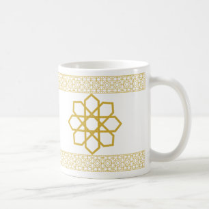 Caneca De Café Ouro Andalus - Design Geométrico de Mug