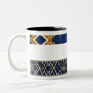 caneca de café ouro azul