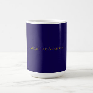 Caneca De Café Ouro & Azul Cor Profissional Simples Moderno