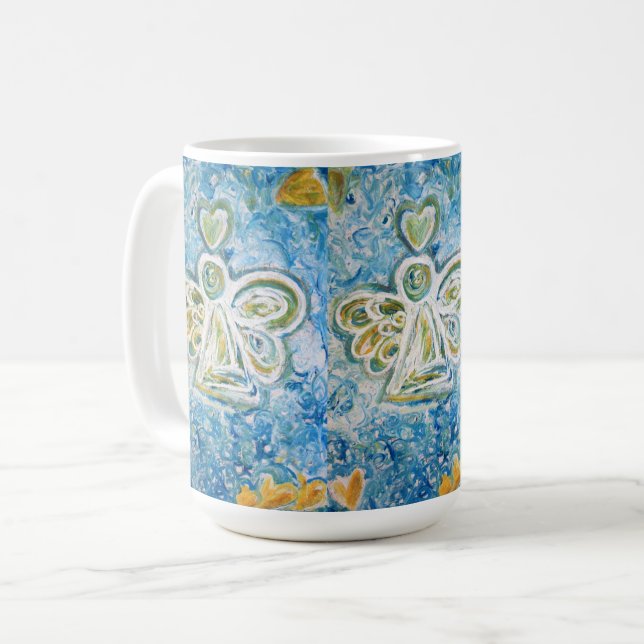 Caneca De Café Ouro Azul Guardian Angel Art Cochila Personalizada (Frente Esquerda)