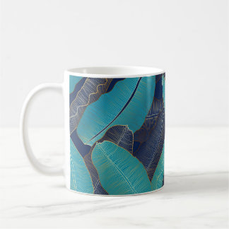 Caneca De Café Ouro Banana Leaf: Padrão De Luxo.