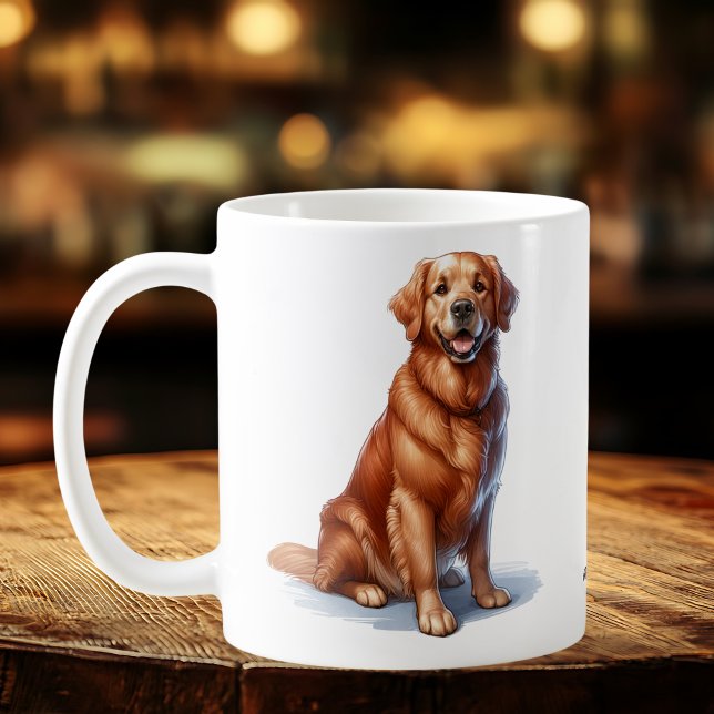 Caneca De Café Ouro Bonito Retriever Ai Art Mug (Criador carregado)