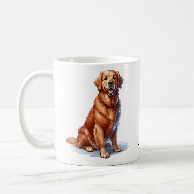 Caneca De Café Ouro Bonito Retriever Ai Art Mug (Esquerda)