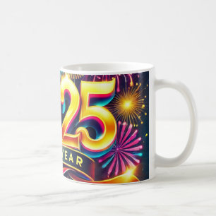 Caneca De Café "Ouro Brilho 2025, Ano Novo Mug"