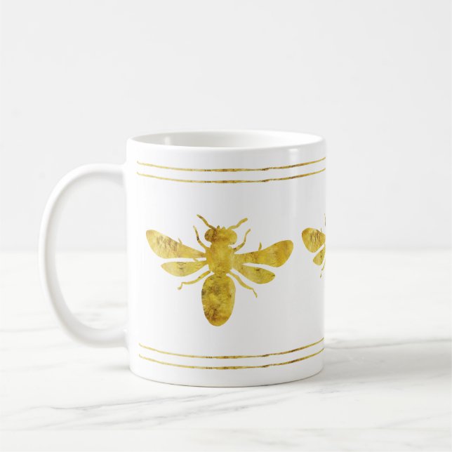 Caneca De Café Ouro Bumble Bee White (Esquerda)