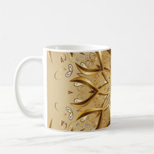 Caneca De Café Ouro de abertura, textura de esboço oriental.