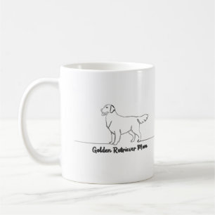 Caneca De Café Ouro de Arte de Linha Cão de Retriever Mãe Gift Mu