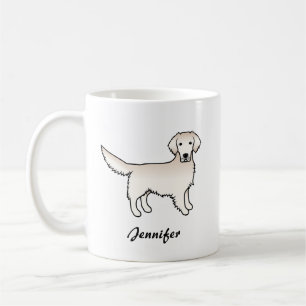 Caneca De Café Ouro de Creme Inglês - Retriever Cartoon Dog & Na