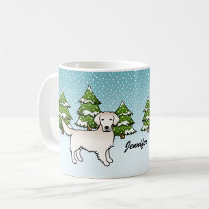 Caneca De Café Ouro De Creme Inglês Retriever No Inverno E Nome