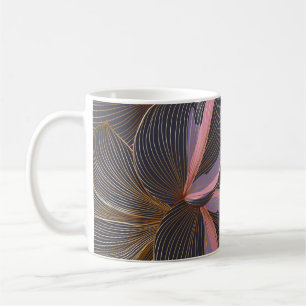 Caneca De Café Ouro de luxo com fundo floral sem costura com trop