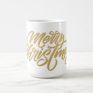 Caneca De Café Ouro de Script Moderno - Feliz Natal Personalizado