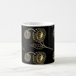 Caneca De Café Ouro e girassóis negros arte natural