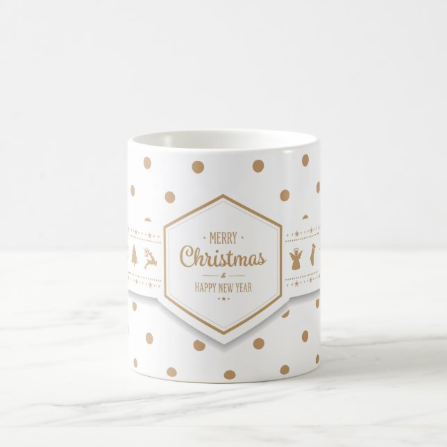 Caneca De Café Ouro Elegante Pontos de Natal Mug (Centro)