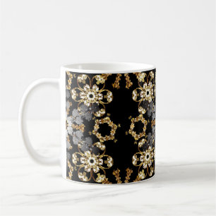 Caneca De Café Ouro esboço da decoração floral. Elemento de es