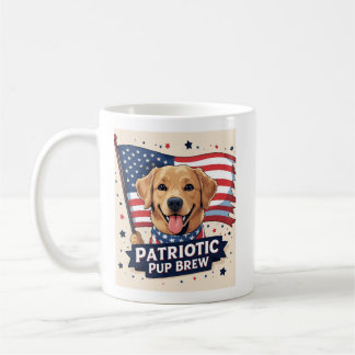 Caneca De Café Ouro Feliz, Retriever Patriótico Pup Breu Mug