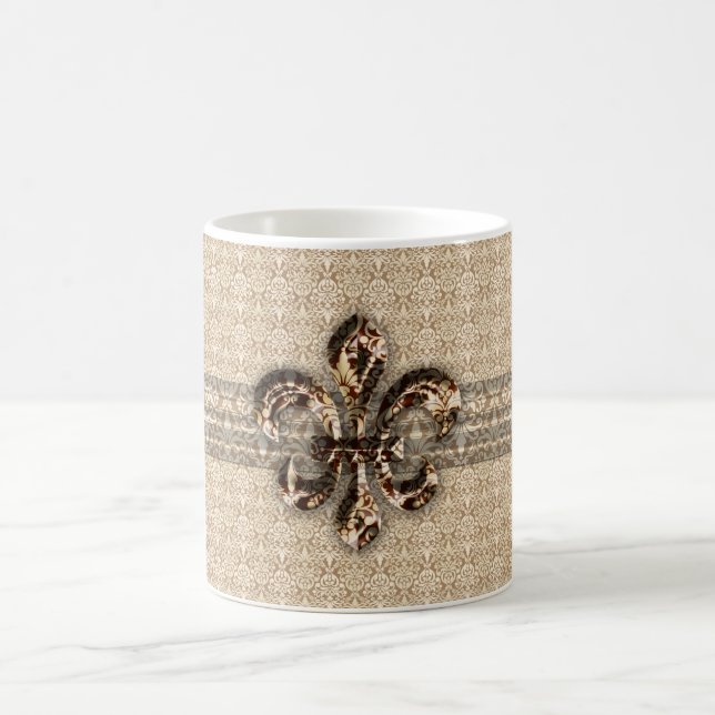 Caneca De Café Ouro Fleur De Lis com Cor damasco Cream (Centro)