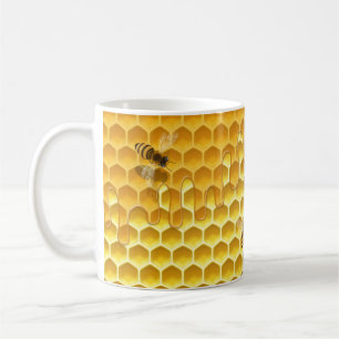 Caneca De Café Ouro Honeycomb com abelhas personalizáveis