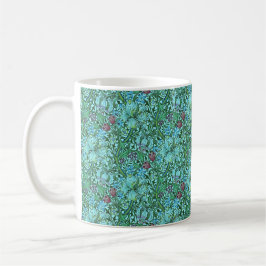Caneca De Café Ouro Lily Vintage Floral Flores Azul Cor-de-rosa V